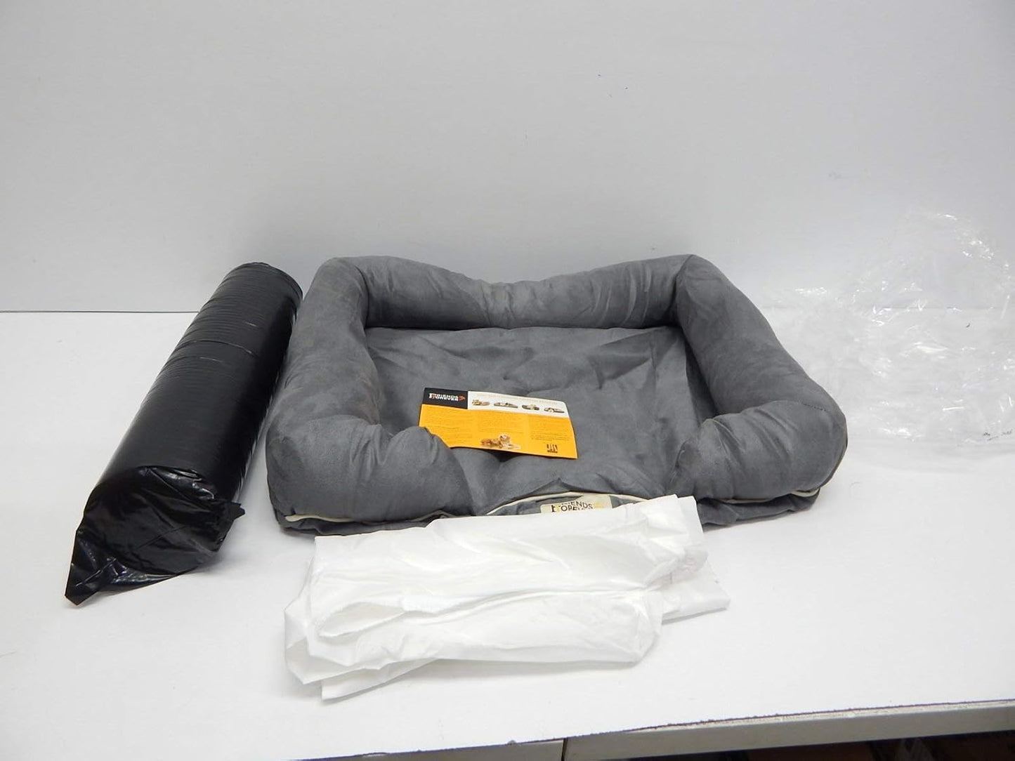 Friends Forever Orthopedic Dog Bed, Memory Foam Pet Sofa, Calming Dog Couch, Water Resistant Pet Bed, Washable Cover, Non-Slip Bottom, Chester, Grey, 25" x 20" x 5.5"