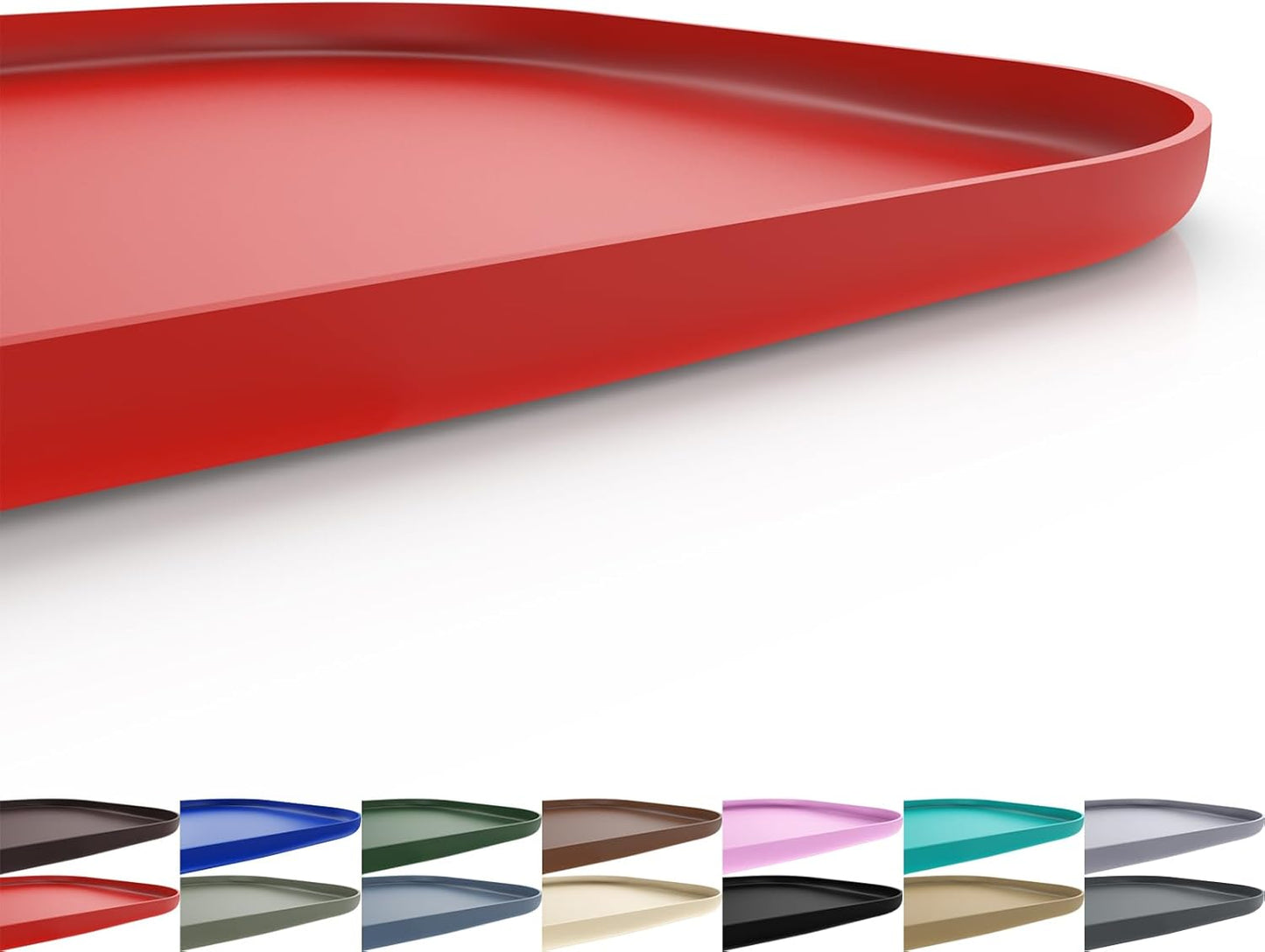 Silicone Pet Feeding Mat with Raised Edge for Food and Water, Dog Bowl Mats, Cat Bowls Placemat with High Lip for Floor Waterproof, Rubber Tray for Cats and Dogs 24 x 16 x0.8 Red