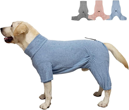 Dog Pyjamas PJS Sweater Clothes and Home Clothing Suitable for Large to Giant Breeds of Dogs, Dog Surgery Recovery Suit, Extra-Large Stretch Fabric, Four-Legged Clothes(Sweater Blue, 6XL)
