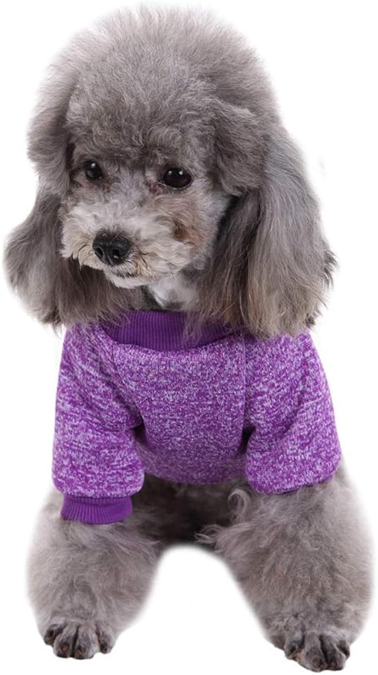Jecikelon Dog Clothes Dogs Sweater Soft Puppies Clothing Winter Puppy Sweaters Warm Outfit for Dogs Small XXS XS Cat Apparel (X-Large, Purple)