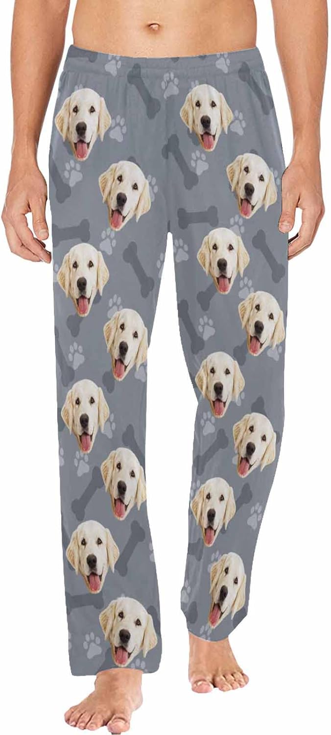 MyPupSocks Customized Face Pajamas Pants Photo Pajama Bottoms for Men S-XXL