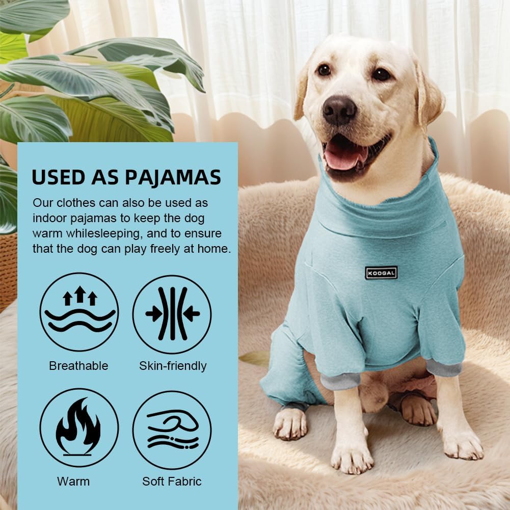 Dog Pyjamas PJS Sweater Clothes and Home Clothing Suitable for Medium to Large Breeds of Dogs, Dog Neutering Suits, Extra-Large Stretch Fabric, Four-Legged Clothes(Thin Blue, 2XL)