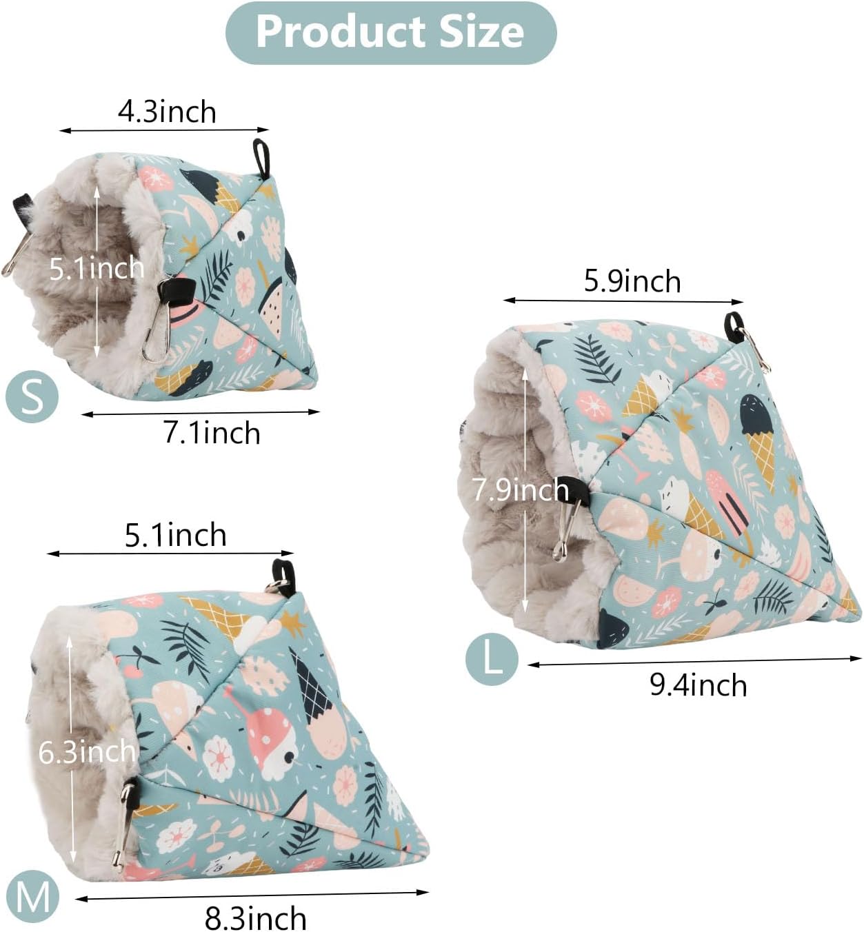 Wontee Bird Nest House Winter Warm Hanging Hammock Bird Bed Snuggle Hut for Parakeets Budgies Caique Conures Cockatiels (Large, Blue)