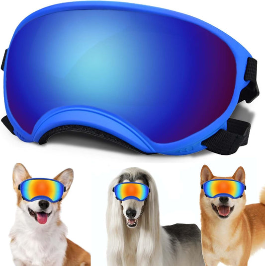 Medium Dog Sunglasses with Adjustable Strap UV Protection, Winproof Dog Puppy Sunglasses, Suitable for Medium Dog Pet Glasses, Dogs Eyes Protection,Soft Dog Goggles