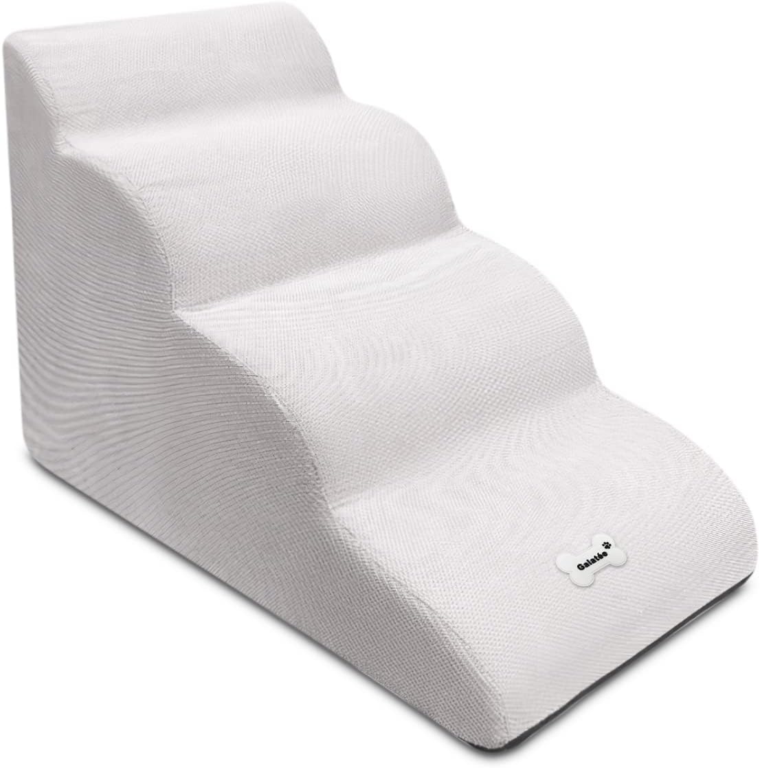 Dog Stairs, Removable and Washable Pet Stairs, 4-Steps Non-Slip Pet Ramp, Dogs Steps for High Bed Sofa, High Resilience Sponge Dog Stairs(White)