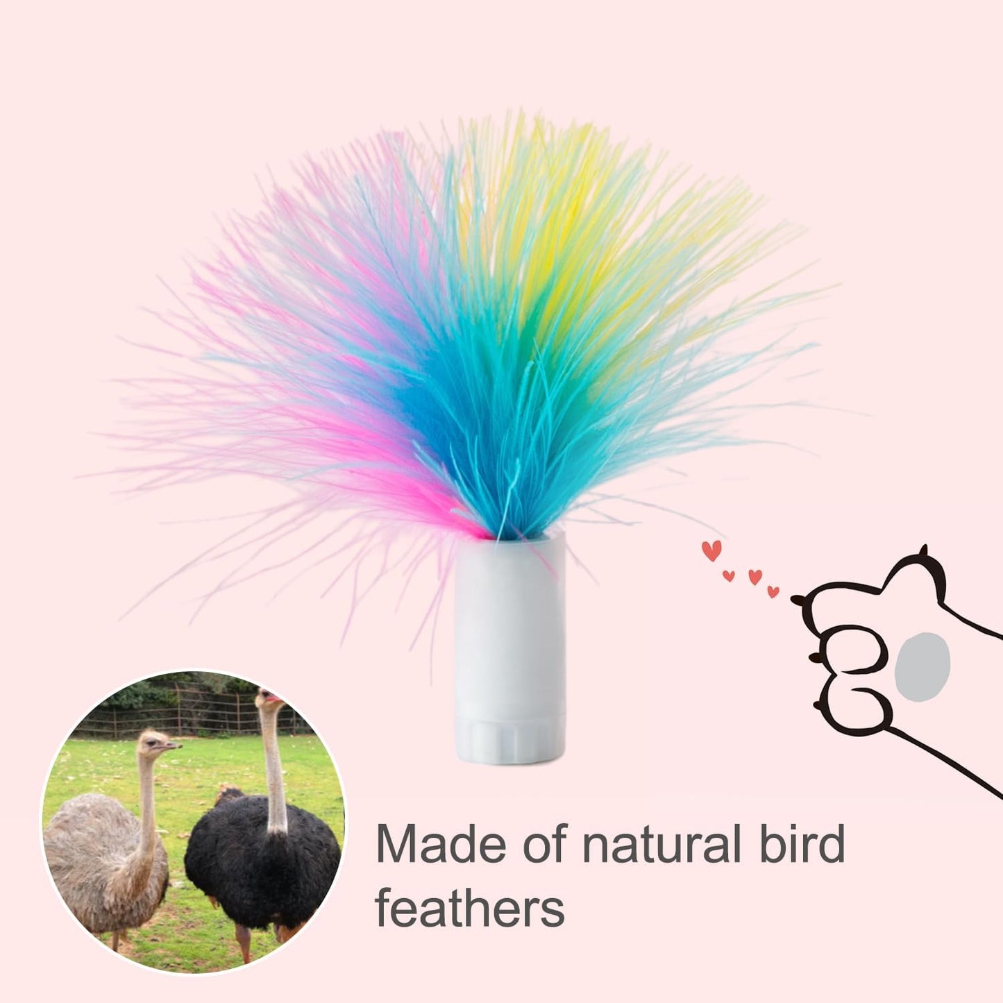 ORSDA 12Pcs Interchangeable Attachments Cat Feather Toys Replaceable Feathers and Fluffy Toy Accessories