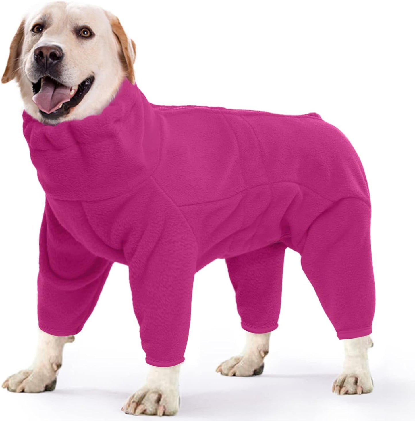 ROZKITCH Large Dog Winter Coat, Pet Windproof Warm Cold Weather Jacket Vest Cozy Jumpsuit Apparel Outfit Clothes for Small Medium Large Dog Walking Hiking Sleep Pink 2XL