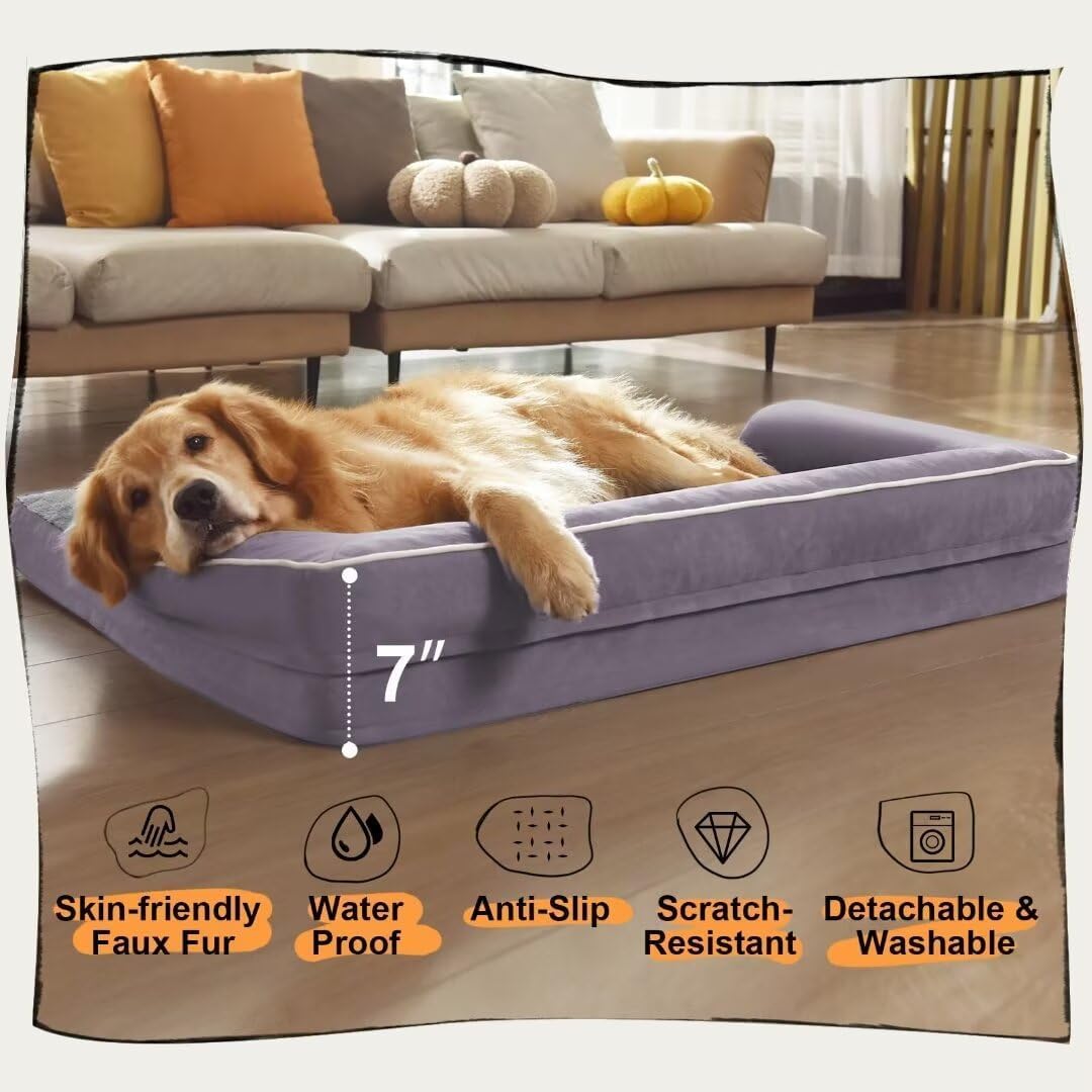 Small Dog Bed Orthopedic Washable Cat Bed Memory Foam Couch Sofa Comfy Pet Beds with Waterproof Removable Cover & Non-Slip Bottom