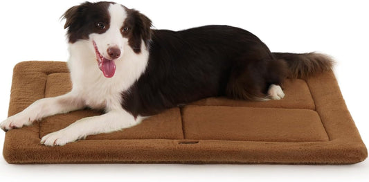 Made4Pets Dog Crate Pad Bed for Large Dogs, Washable & Reversible, Anti-Slip Kennel Mat for Cozy Sleeping, Soft Fluffy Dog Bed for Indoor & Outdoor Use, 36"x27", Brown