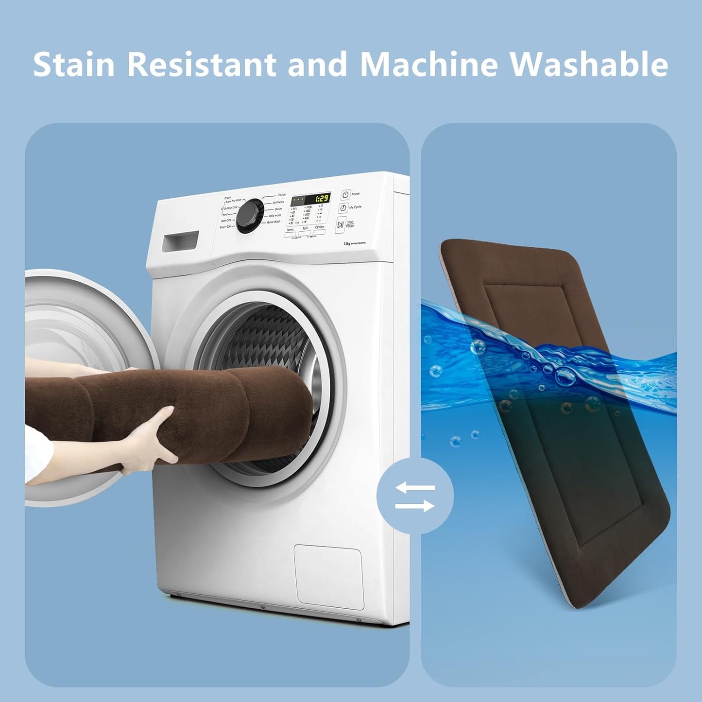 Magic Dog Bed Soft Crate Pad Mat for Medium/Large Dogs, 36 Inches Machine Washable Pet Bed Kennel Pad With Non-Slip Bottom, Dark Coffee