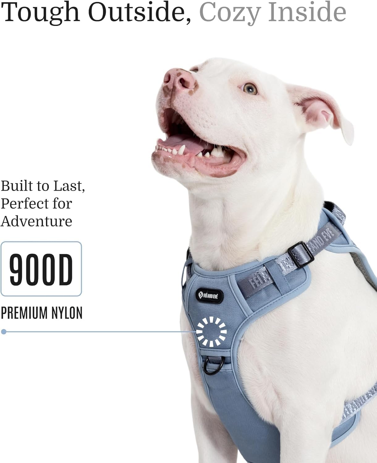 2025 New Edition, Fei & Eve MagEase Dog Harness - 3-Second Magnetic Buckles | 3-Point No-Pull Control | Heavy-Duty 900D Nylon | Dual Safety Handles | Breathable Mesh | Adjustable Fit |Small, Blue