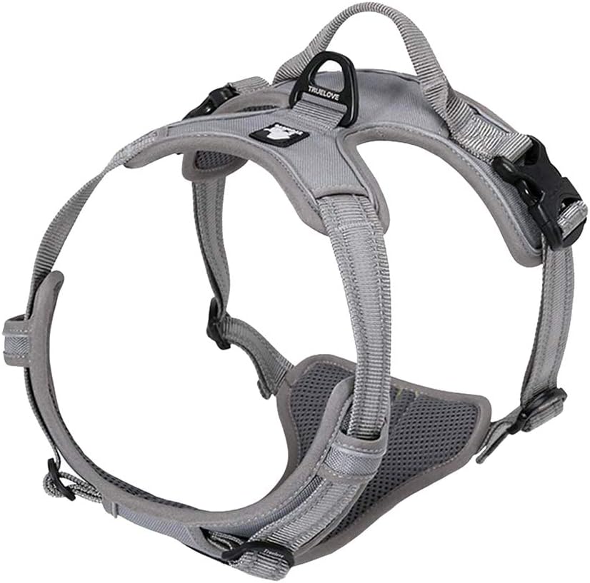 TRUE LOVE Adjustable No-Pull Dog Harness Reflective Pup Vest Harnesses Comfortable Control Brilliant Colors Truelove TLH5651(Gray,S)