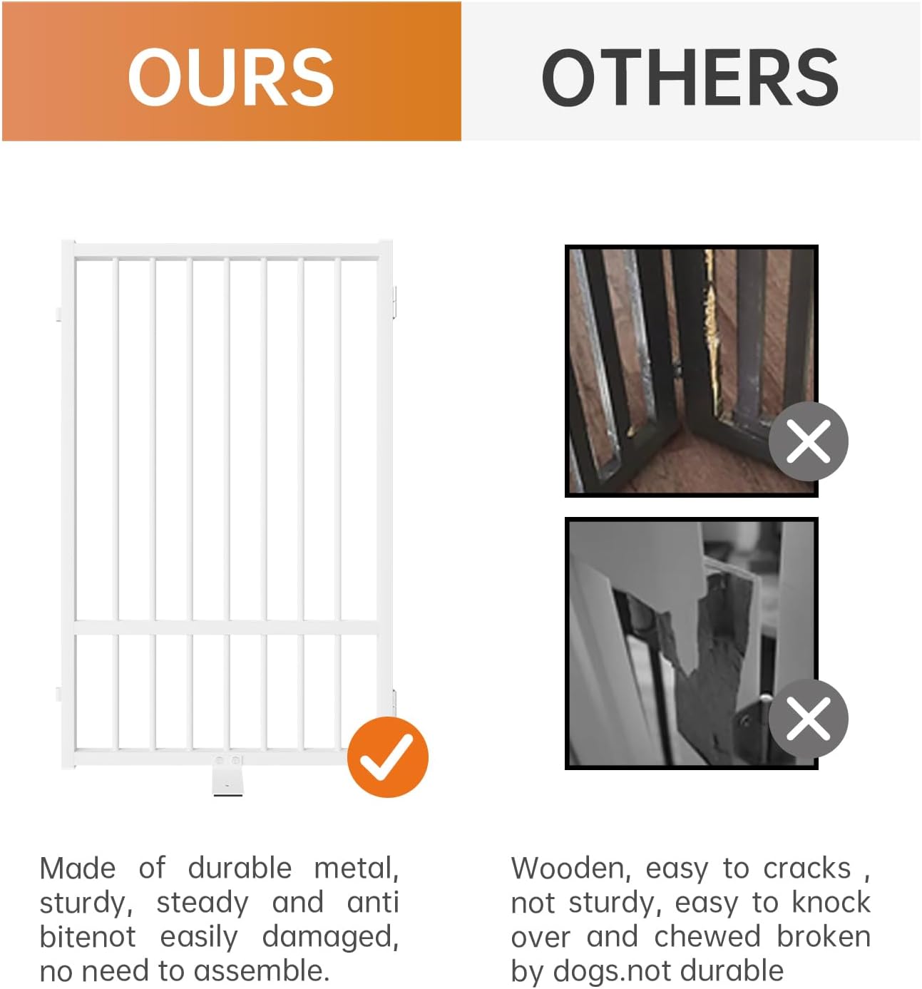 Full Metal Freestanding Dog Gate with Door, 32''Height Foldable Pet Dog Fence for Indoor & Outdoor, 8 Panels Extra Wide Free Standing TallDog Gates for Doorways,House,Stairs,Porch,Deck,Yard