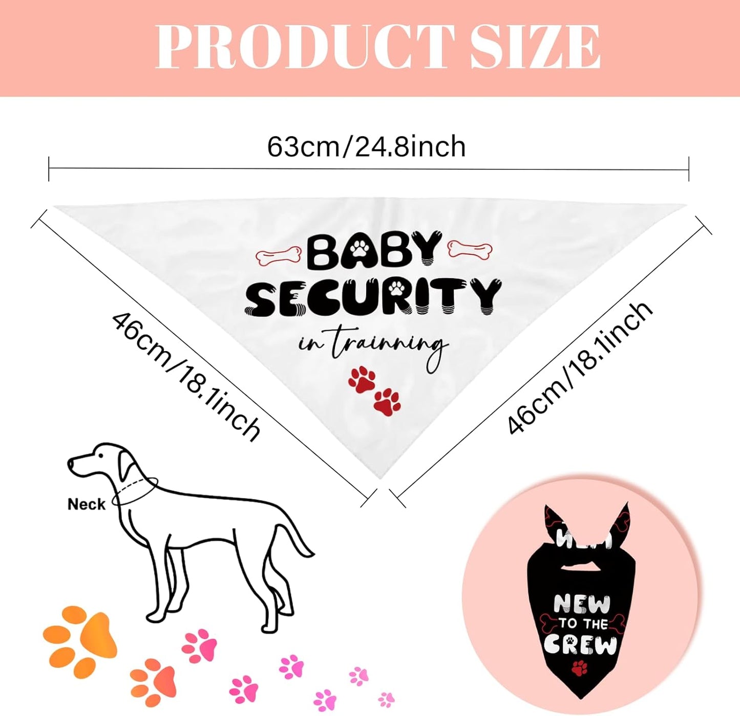 Dog Bandana 2 Pcs, Baby Pet Scarf Gifts for Dog Girl Boy, Black and White Triangle Puppy Scarf Kerchief Bandana for Small Medium Pet Dogs On Birthday, Paw Print Gifts for Dogs Lovers