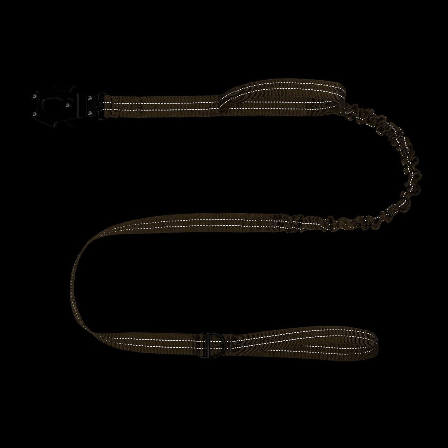ICEFANG Tactical Dog Leash,K9 Training Walking Bungee Lead with 2 Control Handle,Heavy Duty Quick Release Metal Clasp,Hands Free D-Ring for Medium Large Dogs (6ft,Reflective Brown)