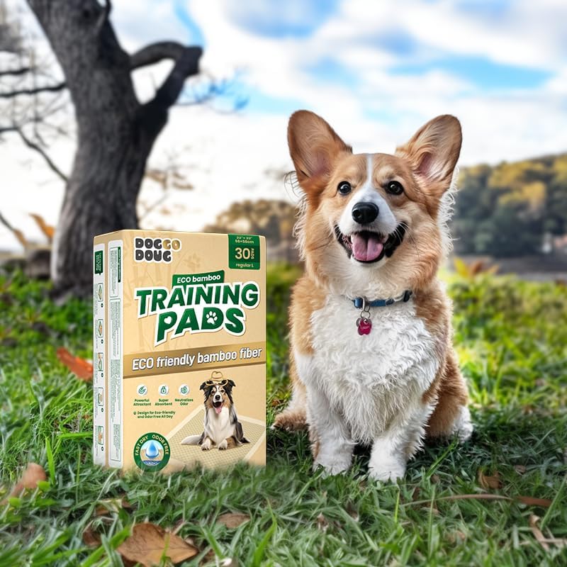 Puppy Pads 30 Count Small 22x22in Bamboo Training Pads Deodorizing Leakproof Quick Drying Dog Pee Pads Super Absorbent Disposable Pee Pads for Dogs Puppies, Doggie, Cats, Rabbits