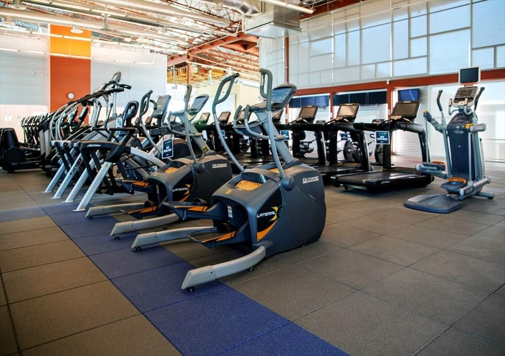 American Floor Mats - Extreme Rubber Gym Tiles - 1 Inch Thick Colorful Rubber Gym Tiles - Superior Shock and Sound Absorbing Tiles - 35% Orange/Grey/White 10 Tile Pack (Covers 40 Sq Ft)