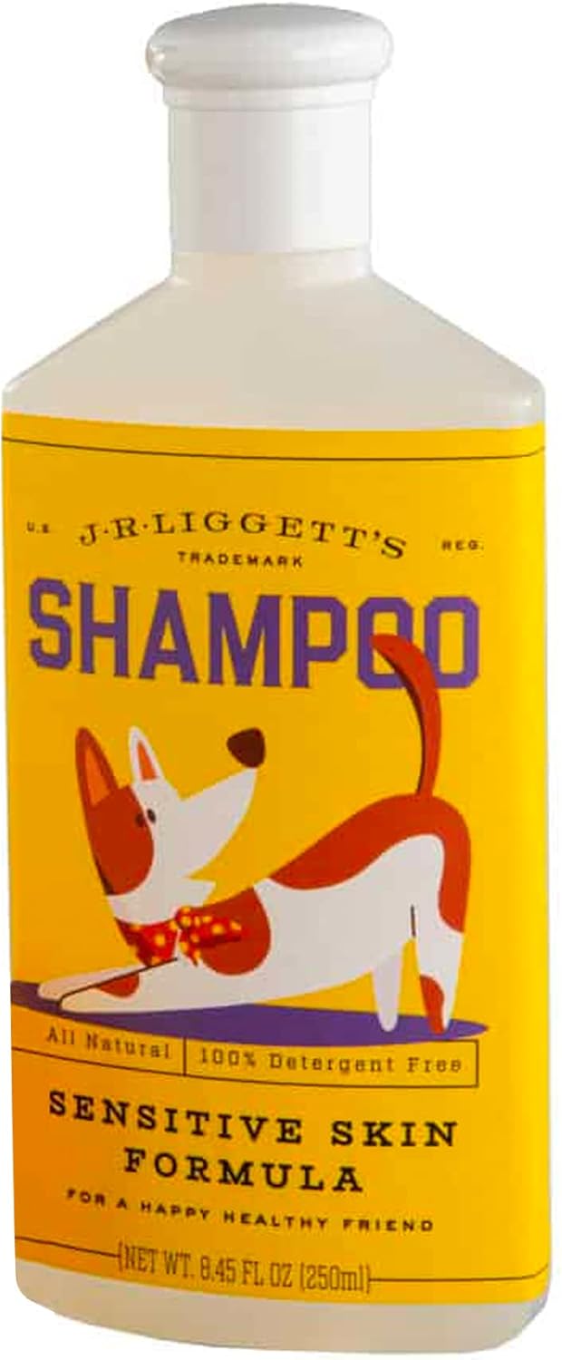 JR Liggett’s Natural Liquid Dog Shampoo for Sensitive Skin - 100% Detergent-Free, Non-GMO, Tear-Free Formula Gently Calms Dry, Itchy Skin - Safe for Puppies and for Regular Use - 8.45 fl oz
