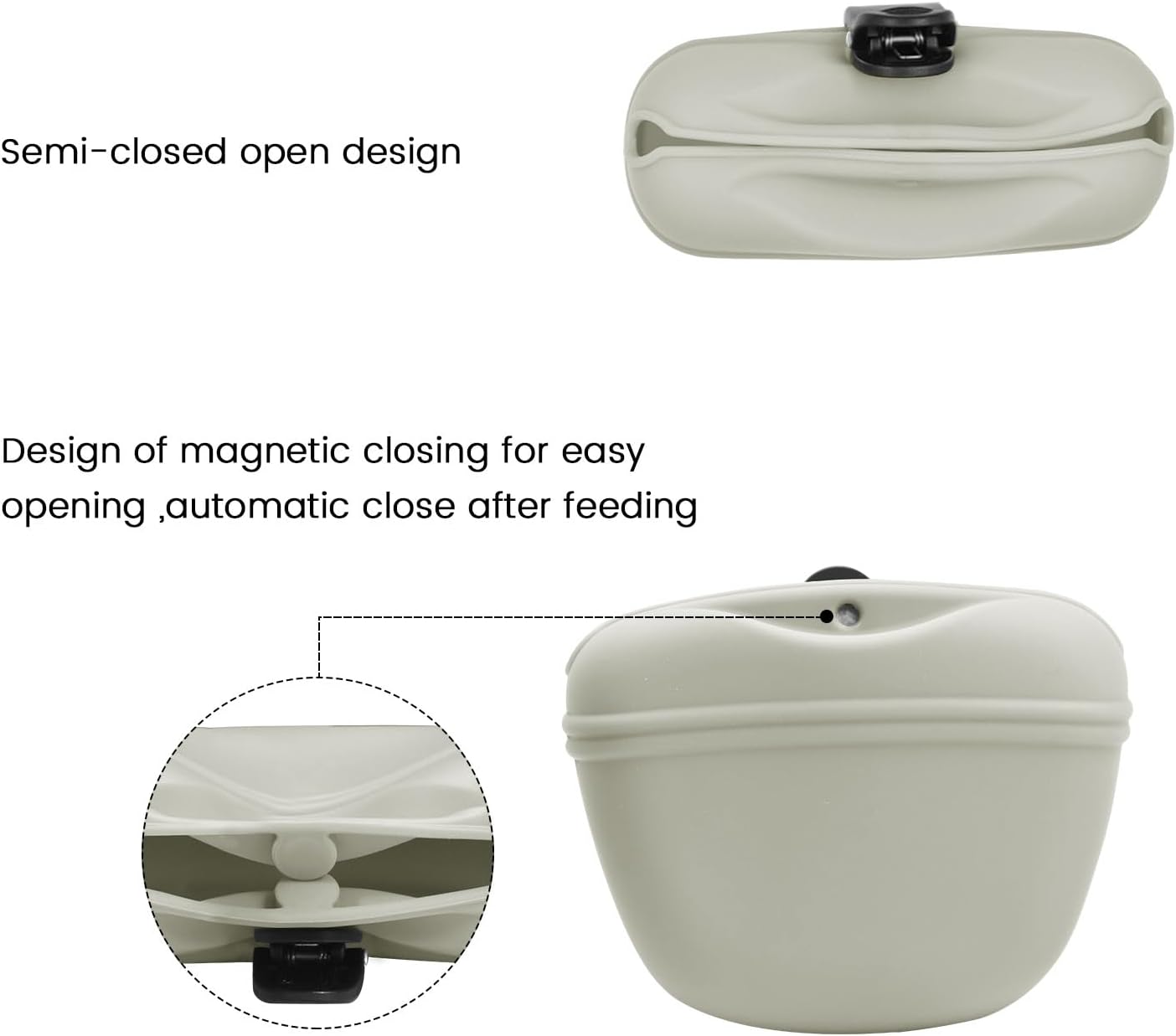 AUDWUD Silicone Dog Treat Pouch,Clip on Portable Training Container,Convenient Magnetic Buckle Closing and Waist Clip,No BPA