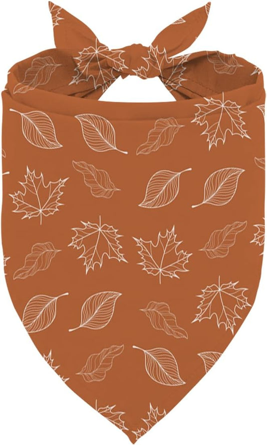 Fall Dog Bandanas Orange Autumn Leaves Print Pet Scarf for Boy and Girl Holiday Bandana for Medium and Small Dogs Fancy Thanksgiving Gifts for Dogs