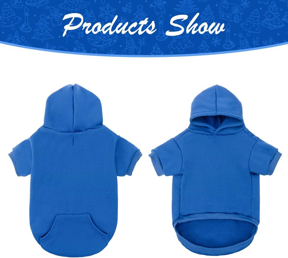 KOOLTAIL Basic Dog Hoodie - Soft and Warm Dog Hoodie Sweater with Leash Hole and Pocket, Dog Winter Coat, Cold Weather Clothes Sweatshirt for Small Medium Large Dogs Puppy Cat Boys Girls Blue L