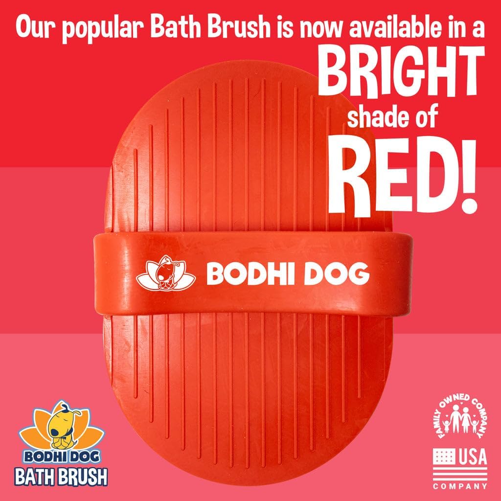Bodhi Dog Shampoo Brush - Pet Grooming & Bath Supplies for Dogs and Cats - Bath Brush for Long & Short Hair - Premium Scrubber for Shower, Bathing & Massage (One Pack, Red)