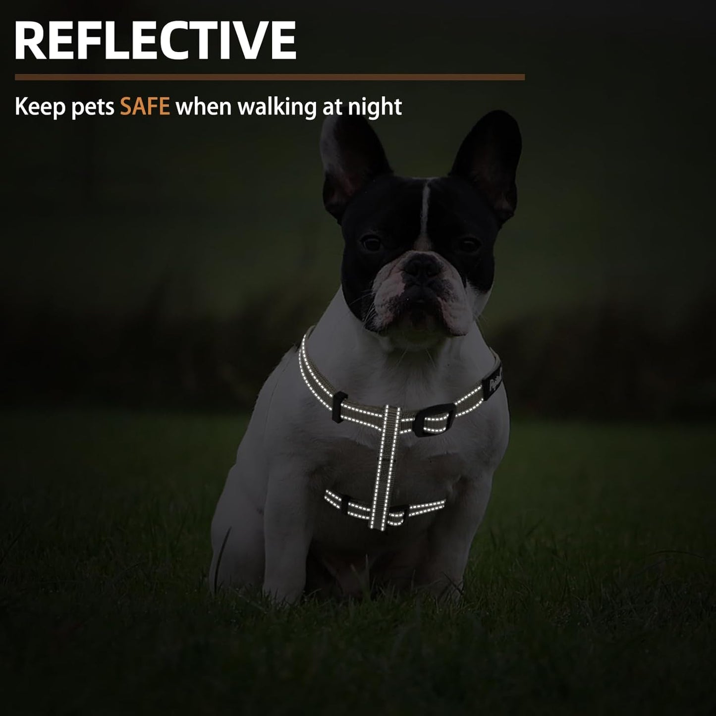 PUPTECK No Pull Dog Harness Soft Adjustable Basic Nylon Step in Puppy Vest Outdoor Walking with ID Tag, Reflecive Beige, S