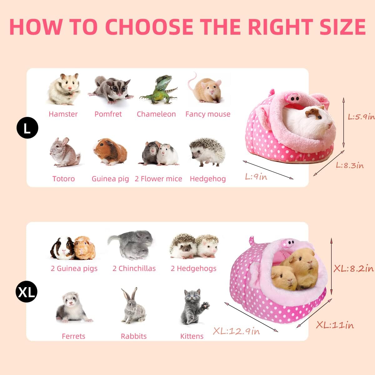 LEFTSTARER Guinea Pig Rat Bed and Hideout for Ferret Hedgehog Sleep and Hide, Hamster Small Pet Animals Supplies Toy Cage Accessories Nest