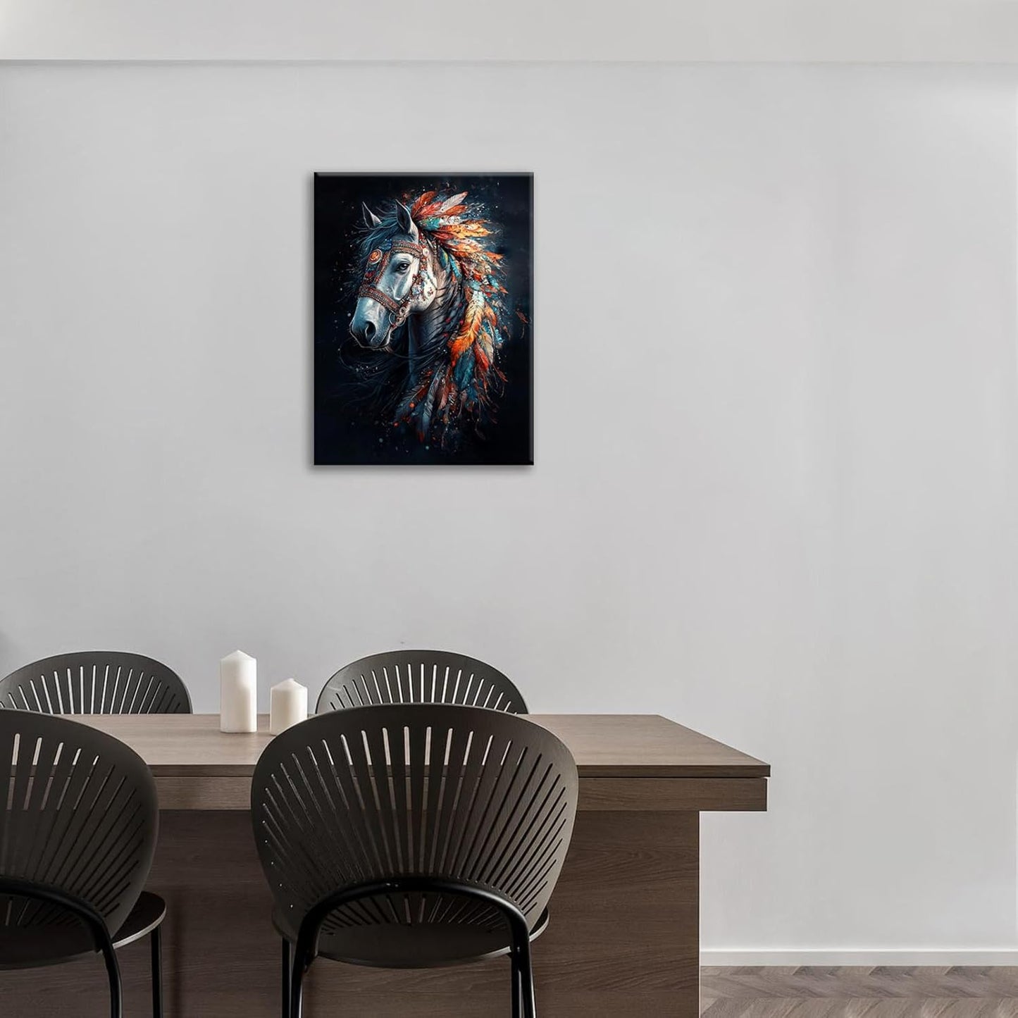 Horse Pictures Wall Art, Horse Animal Bathroom Wall Decor, Aesthetics Modern Framed Painting Elegant Canvas Artwork for Bathroom Bedroom Living Room Decorations 20"L x 16"W