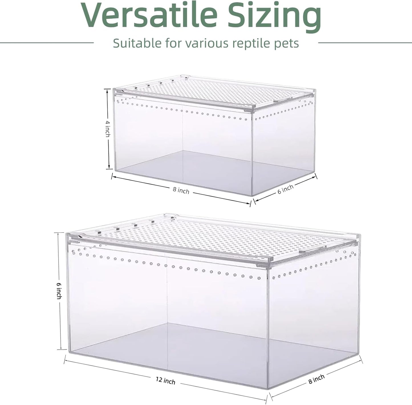 PC Reptile Terrarium, Hermit Crab Tank, Jumping Spider Enclosure, Tarantula Enclosure, Suitable for Gecko, Leopard Gecko, Tree Frog, Lizard, Praying Mantis Habitat Tank Starter (Small)