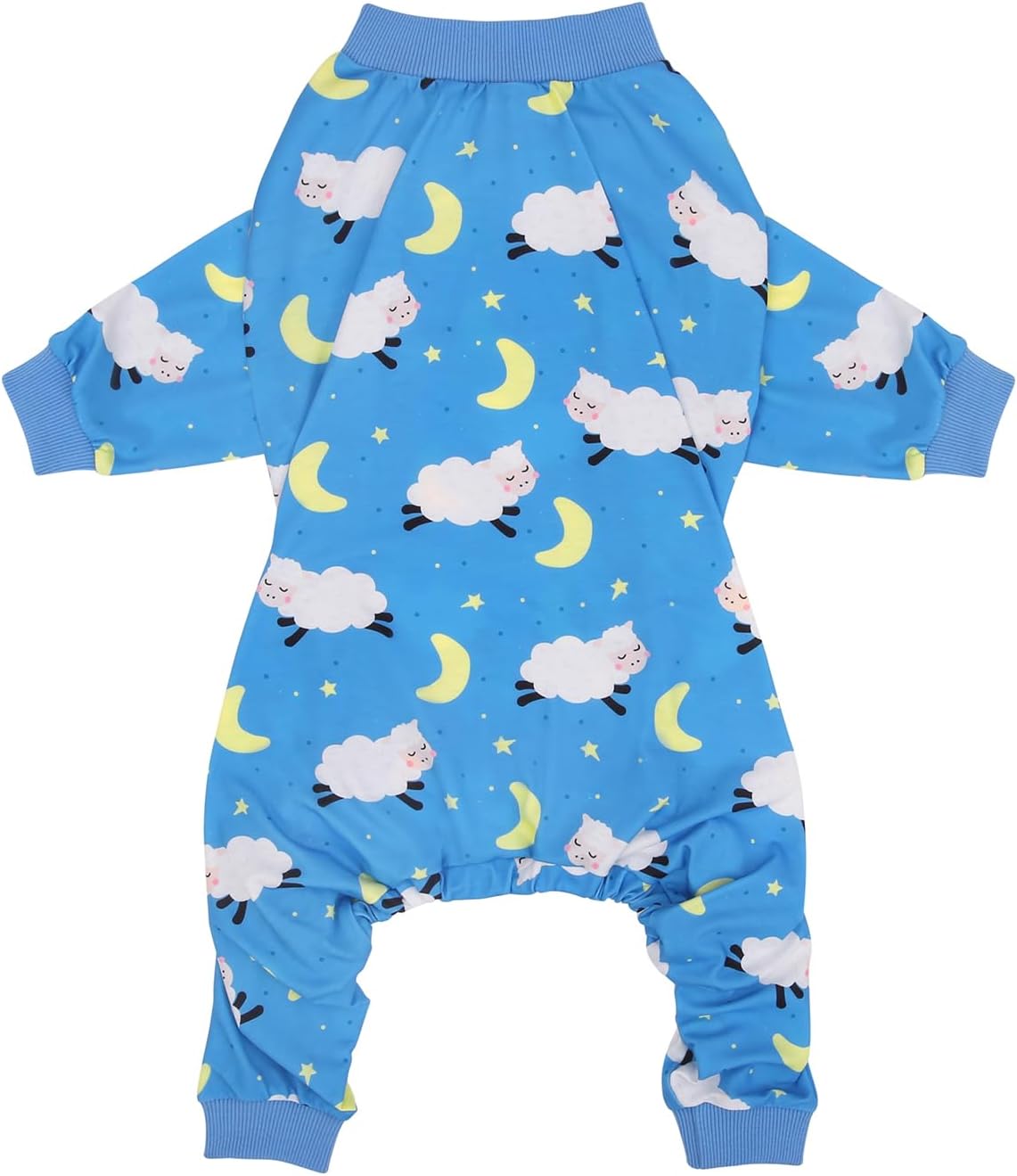 HDE Dog Pajamas One Piece Jammies Jumpsuit Pet Clothes Outfit Stretchy Lightweight Comfy Shirt Pjs for M-3XL Dogs Counting Sheep - L