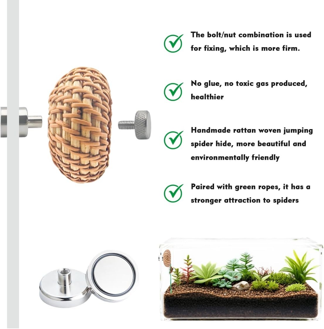 1 Pcs Jumping Spider Accessories，Shelter Made of Cane, Essential for Jumping Spider Hide, Enclosure, and Tarantula Enclosure Accessories