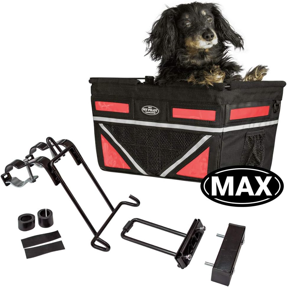 TRAVELIN K9 Pet-Pilot MAX Dog Bicycle Basket Carrier | 8 Color Options for Your Bike (RED)