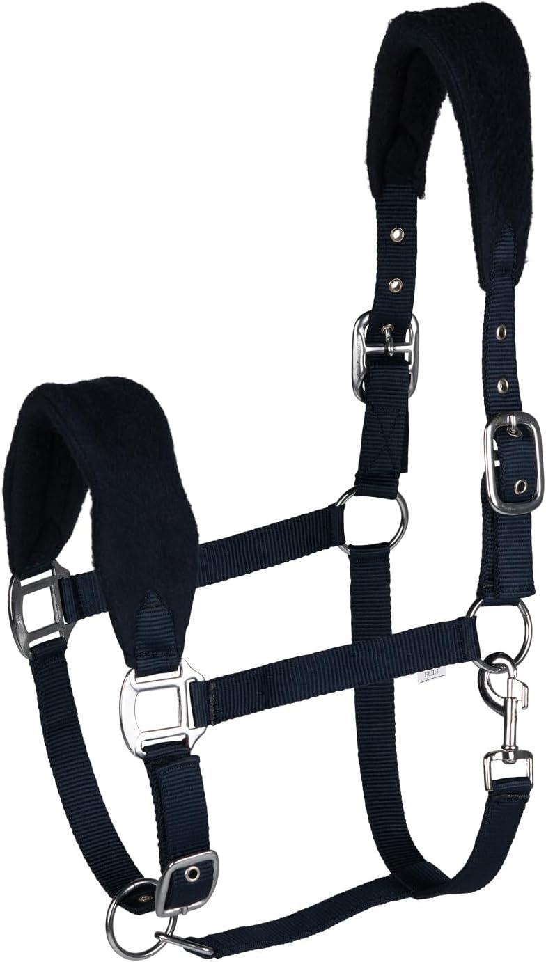 HORZE Kiel Adjustable Horse Halter with Fleece Padding - Dark Navy - Pony