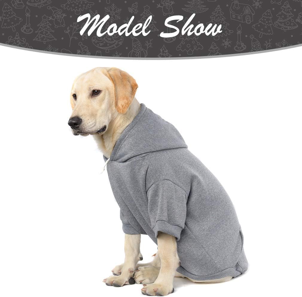 KOOLTAIL Basic Dog Hoodie - Soft and Warm Dog Hoodie Sweater with Leash Hole and Pocket, Dog Winter Coat, Cold Weather Clothes Sweatshirt for Small Medium Large Dogs Puppy Cat Boys Girls Grey XL