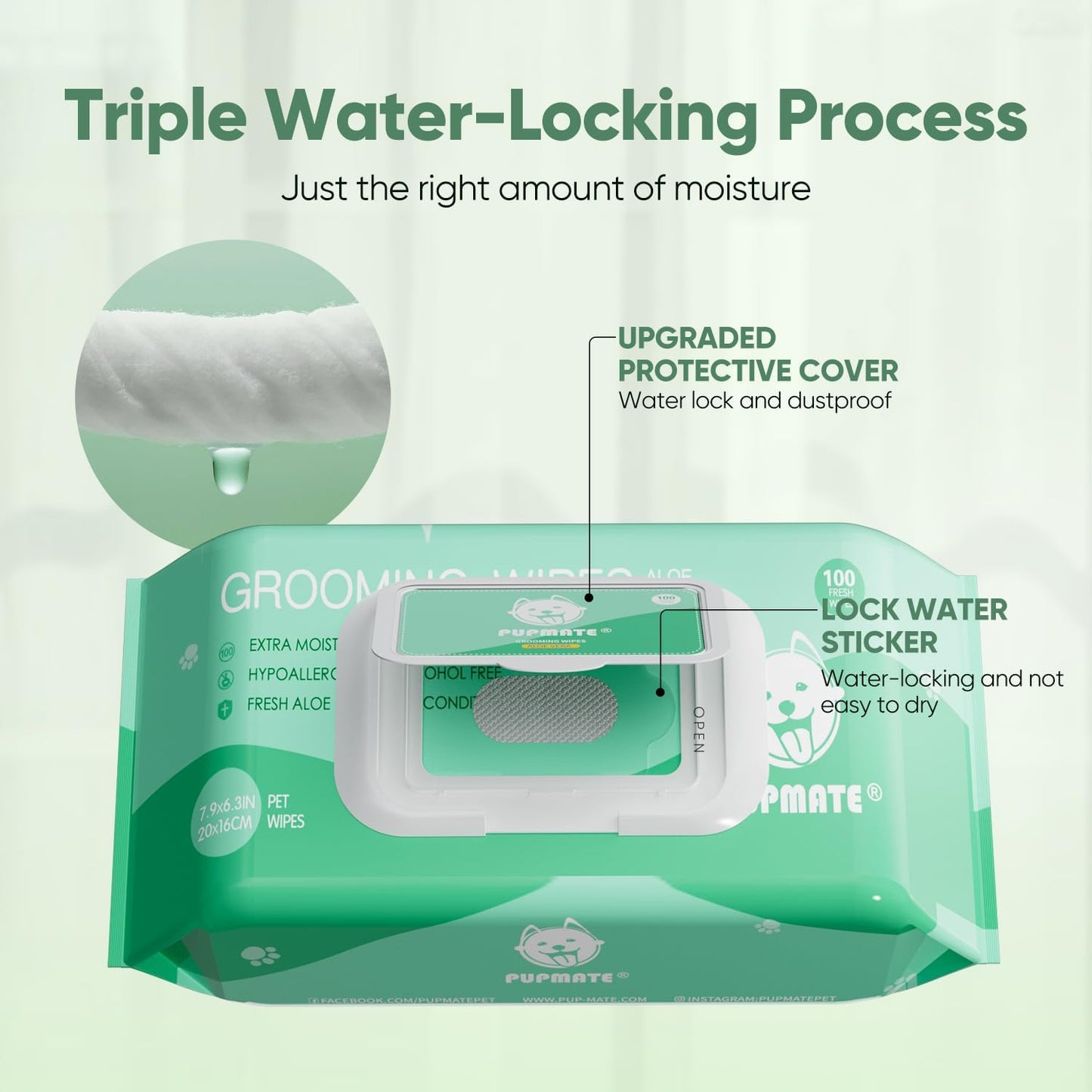 Natural Pet Grooming Wipes, 100 Fresh Counts, Extra Moist & Thick for Dogs & Cats, Puppies & Kittens(Pack of 2)