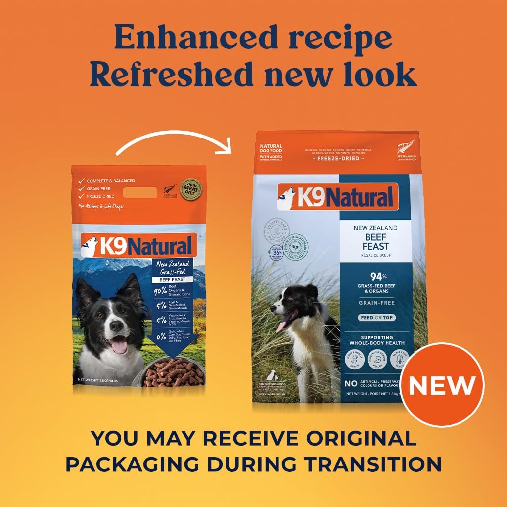 K9 Natural - Grain Free Freeze Dried Dog Food - Beef, 8lb