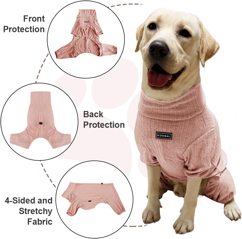Dog Pyjamas PJS Sweater Clothing and Loungewear Suitable for Small to Medium Breeds of Dogs, Neutering Suits, Extra-Large Stretch Fabric, Four-Legged Dogs Clothes Pyjamas (Sweater Pink, XL)