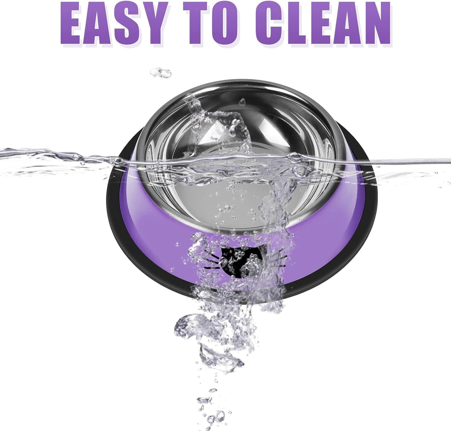 3 Pcs Non-Slip Stainless Steel Small Cat Food Bowls - Unbreakable, Thicken, 7 Oz, Suitable for Indoor Small Pets - Removable Rubber Base, Easily Clean, Lovely Color