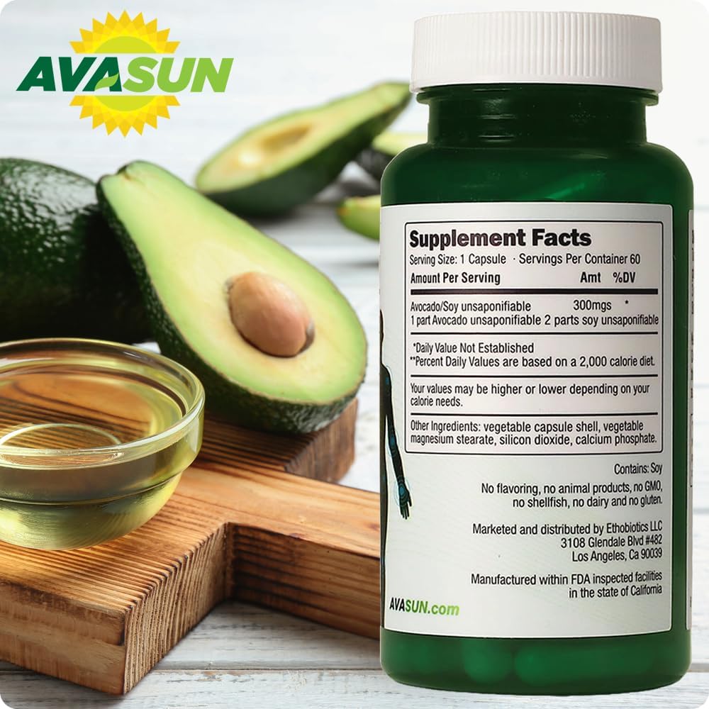 Joint Health Support Supplement, Backed by Science, Avocado Soy Unsaponifiable, 300Mg ASU, Plant Based, Dairy Free, Gluten Free, Non-GMO, 60 Daily Capsules per Bottle (6 Month Supply)