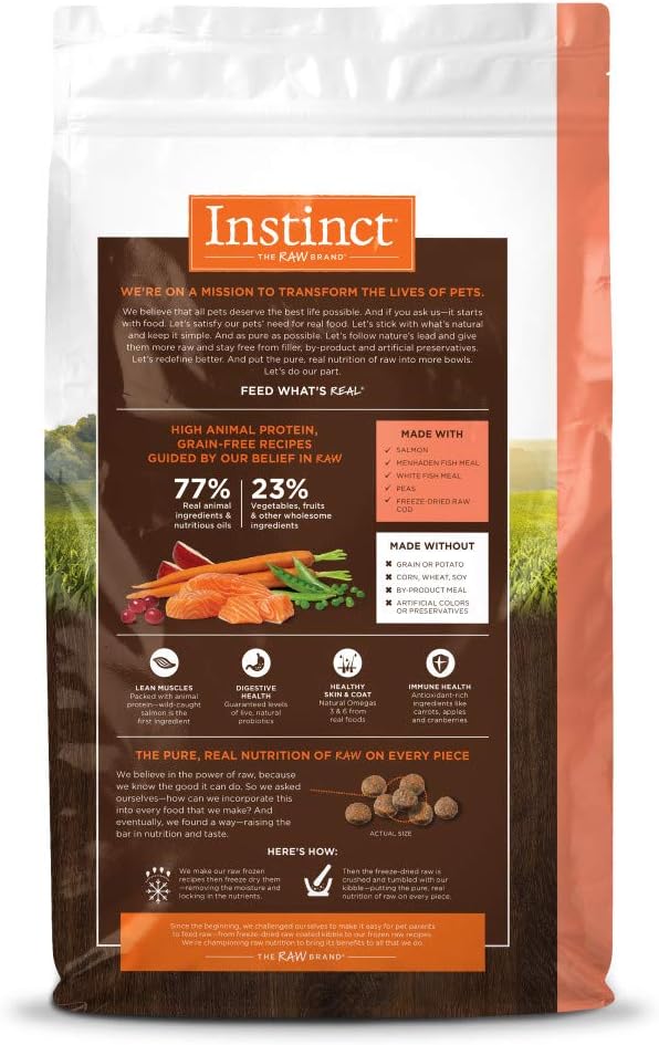 Instinct Original Dry Cat Food, Raw Coated Kibble, High Protein, Grain Free Recipe - Real Salmon, 10 lb. Bag