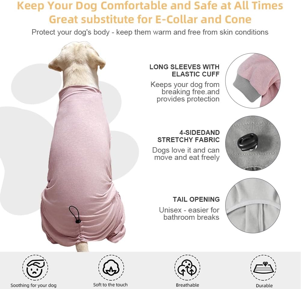 Dog Pyjamas PJS Sweater Clothes and Home Clothing Suitable for Medium to Large Breeds of Dogs, Dog Neutering Suits, Extra-Large Stretch Fabric, Four-Legged Clothes(Thin Pink, 5XL)