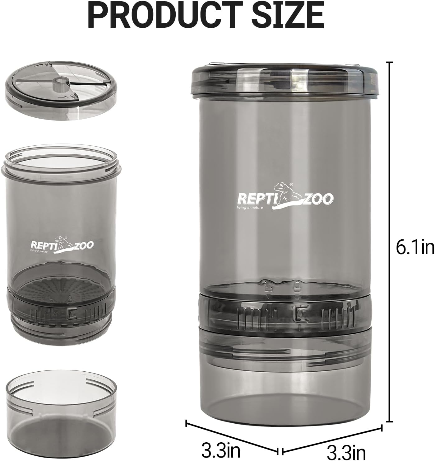 REPTI ZOO Reptile Cricket Calcium Powder Mixer, Cricket Keeper Shaker for Bearded Dragon Gecko Snake Lizards, Dispenser Feeder for Chameleon Reptile & Amphibians