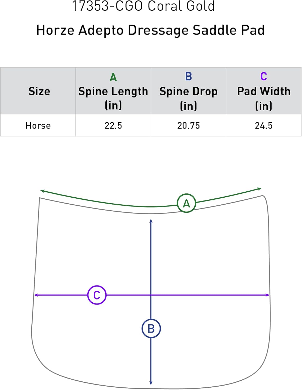 HORZE Adepto Quilted Quick-Dry Dressage Saddle Pad for Horses with Two-Tone Trim