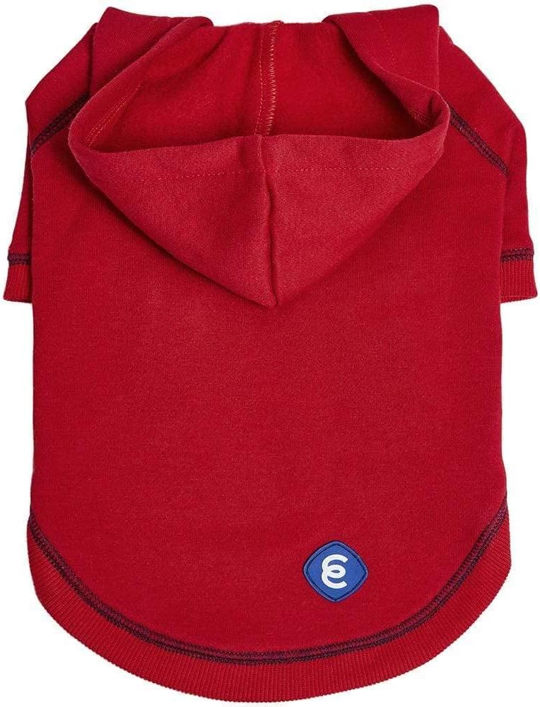 Blueberry Pet Essentials Soft & Comfy Better Basic Cotton Blend Dog Hoodie Sweatshirt in Red, Back Length 24",