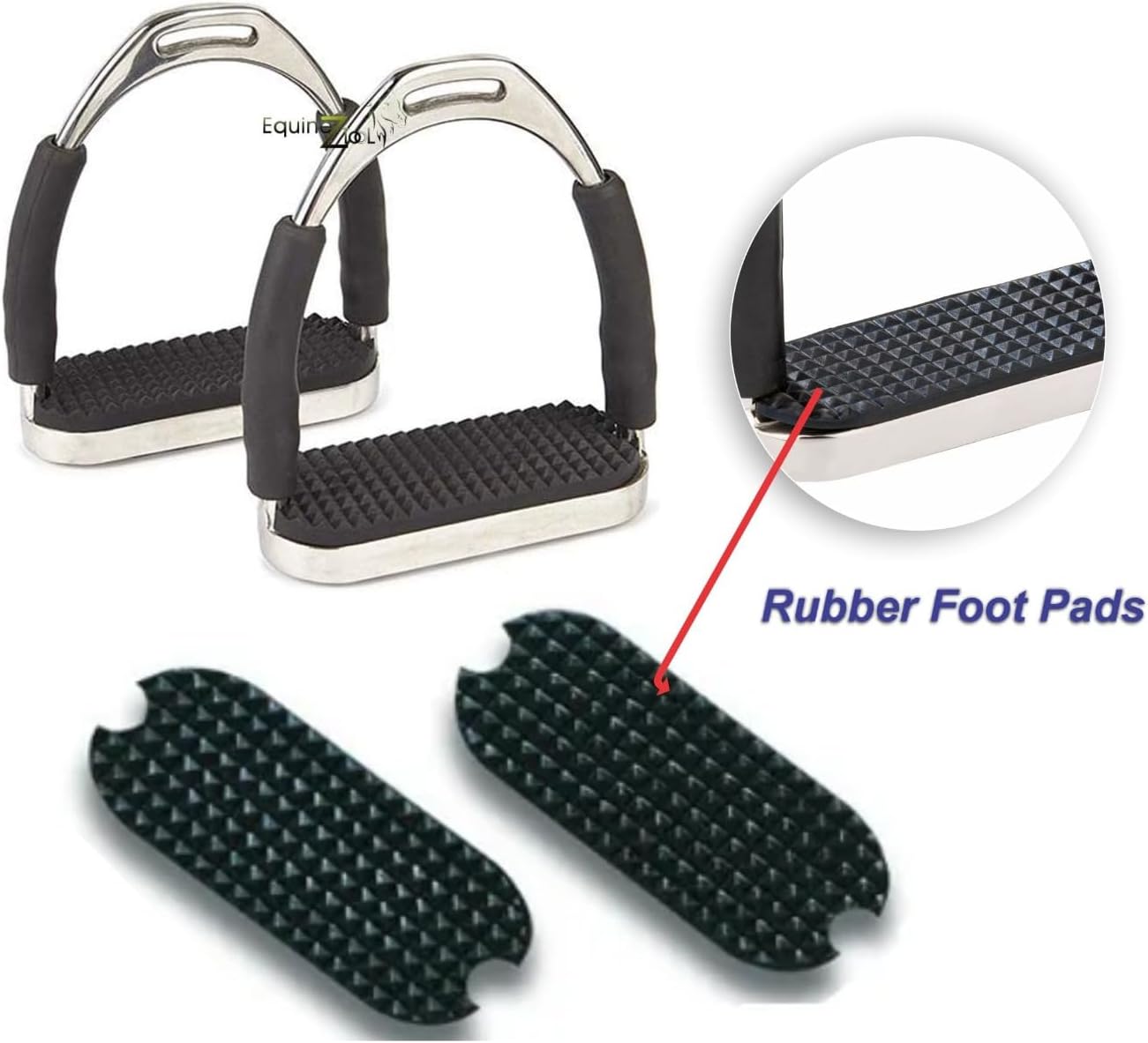 Flex Stainless English Saddle Stirrups Iron Pads Knee Ankle Stress Pain Relief