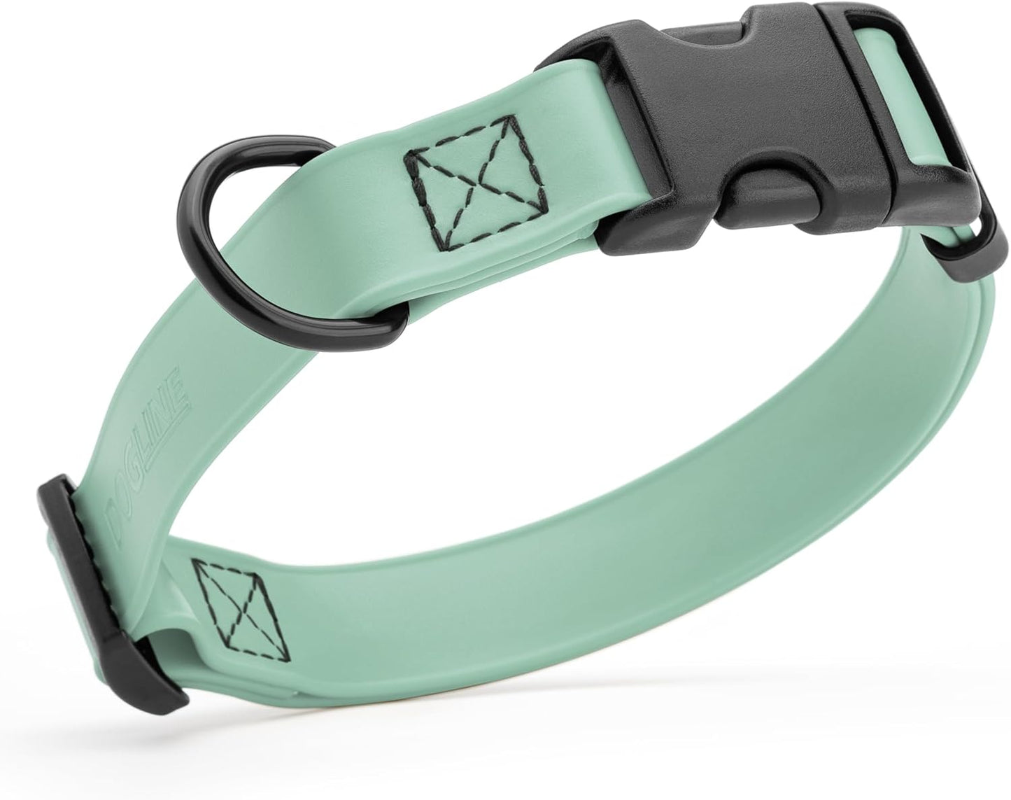 Dogline Biothane Waterproof Dog Collar with Quick Release Buckle Strong Coated Nylon Webbing with Odor- Proof for Easy Care Easy to Clean Fits Small Medium Large Dogs, Sage Green 3/4" W 12-19" L