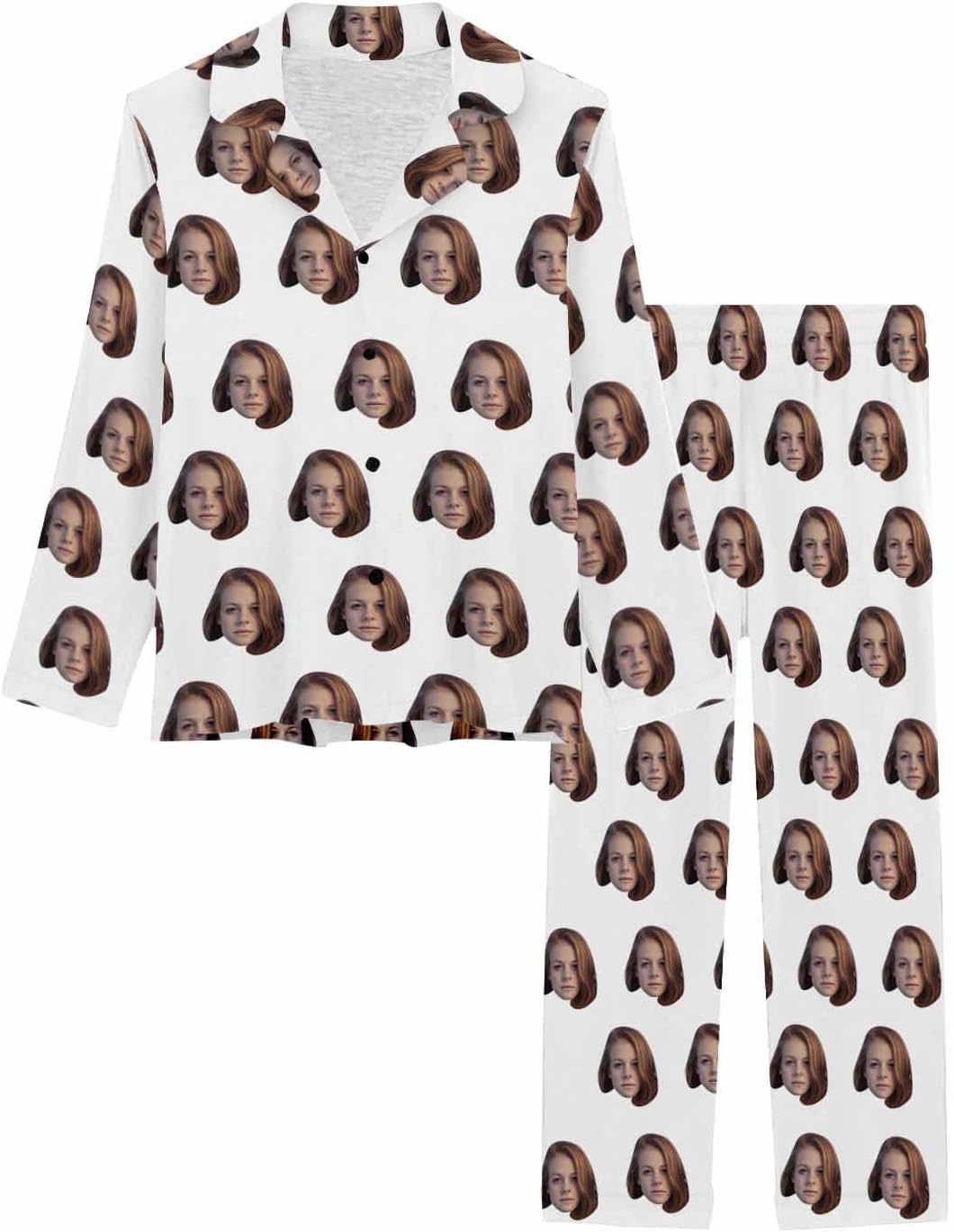 MyPupSocks Custom Face Pajamas for Women Set, Personalized Photo Long Sleepwear XS-XXL