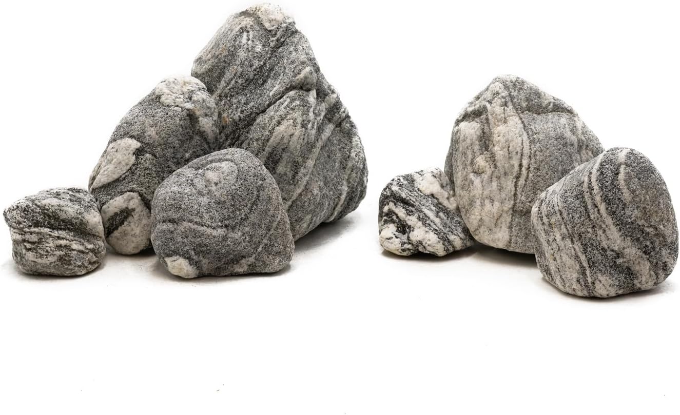 Natural Aquarium Stones Silver Seiryu Rock Mountain Stone for Aquariums and Terrariums Animal Feeding Box, Micro Landscape, Stone Landscape and Bonsai.(20lb 2-9inch 7-8Pcs)