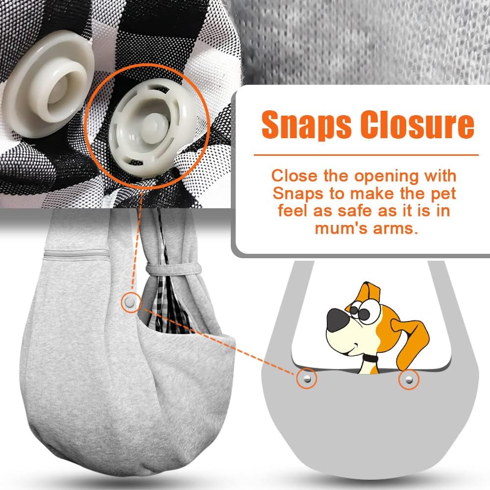 Tomkas Small Dog Sling Carrier - Zipper Pocket & Adjustable Strap - for 3-10 lbs Pets(Grey) Puppy